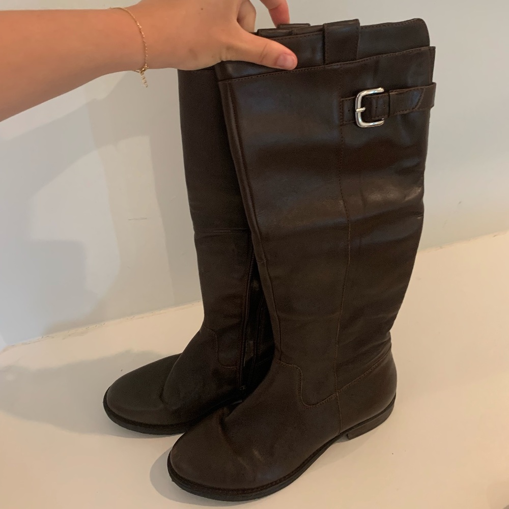 Steve Madden Tall Leather Boots (Women's 6.5 - Brown)